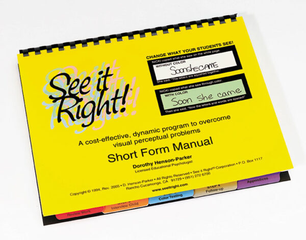 SHORT FORM ASSESSMENT MANUAL